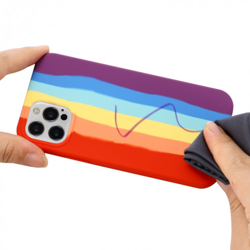 Silicone liquide arc-en-ciel PHOTO Couverture complète Cas de protection pour iPhone 13 (rouge) SH002A259-06