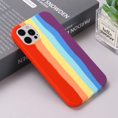 Silicone liquide arc-en-ciel PHOTO Couverture complète Cas de protection pour iPhone 13 (rouge) SH002A259-06