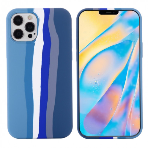 Silicone liquide arc-en-ciel Coque de protection antichoc pour iPhone 13 (bleu) SH002B1418-06