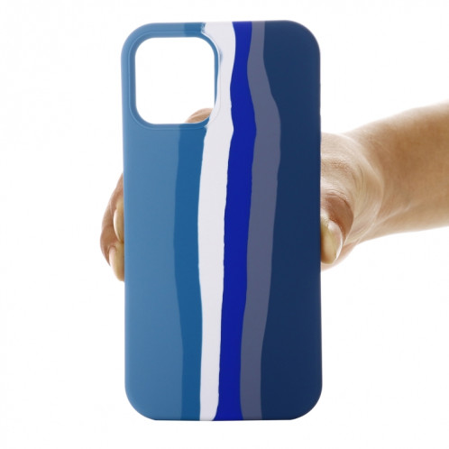 Silicone liquide arc-en-ciel Coque de protection antichoc pour iPhone 13 (bleu) SH002B1418-06