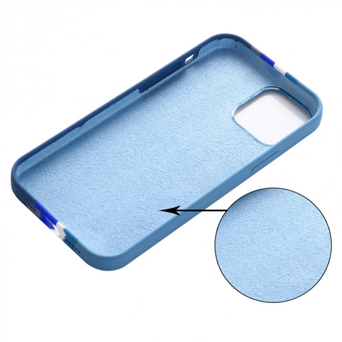 Silicone liquide arc-en-ciel Coque de protection antichoc pour iPhone 13 (bleu) SH002B1418-06