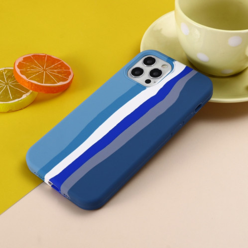 Silicone liquide arc-en-ciel Coque de protection antichoc pour iPhone 13 (bleu) SH002B1418-06