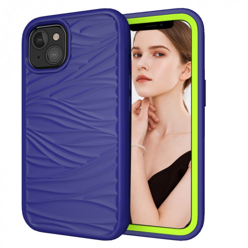 Modèle d'onde 3 en 1 cas de protection antichoc de silicone + PC pour iPhone 13 (Navy + Olivine) SH702A1011-06