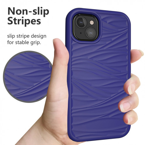 Modèle d'onde 3 en 1 cas de protection antichoc de silicone + PC pour iPhone 13 (Navy + Olivine) SH702A1011-06