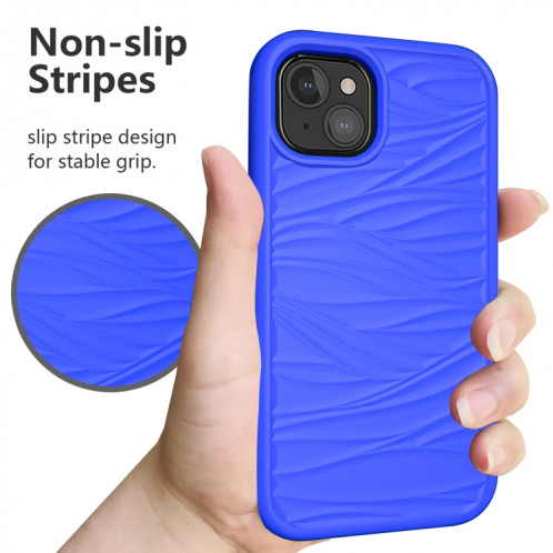 Motif d'onde 3 en 1 Cas de protection Silicone + PC antichoc pour iPhone 13 (bleu + olivine) SH702D1850-06