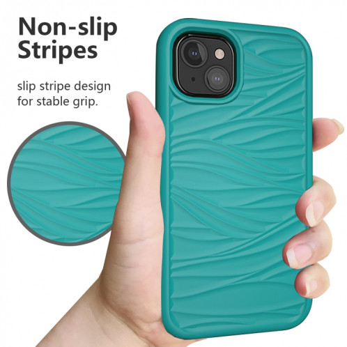Motif d'onde 3 en 1 Cas de protection Silicone + PC antichoc pour iPhone 13 (vert sombre vert) SH702E423-06