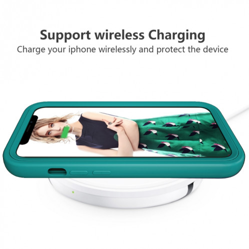 Motif d'onde 3 en 1 Cas de protection Silicone + PC antichoc pour iPhone 13 (vert sombre vert) SH702E423-06