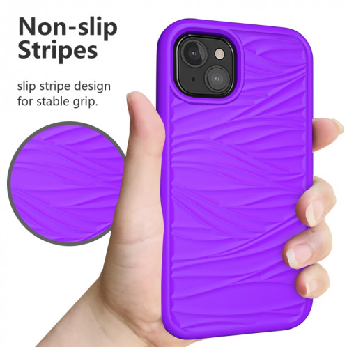 Modèle d'onde 3 en 1 cas de protection antichoc de silicone + PC pour iPhone 13 (violet) SH702H616-012