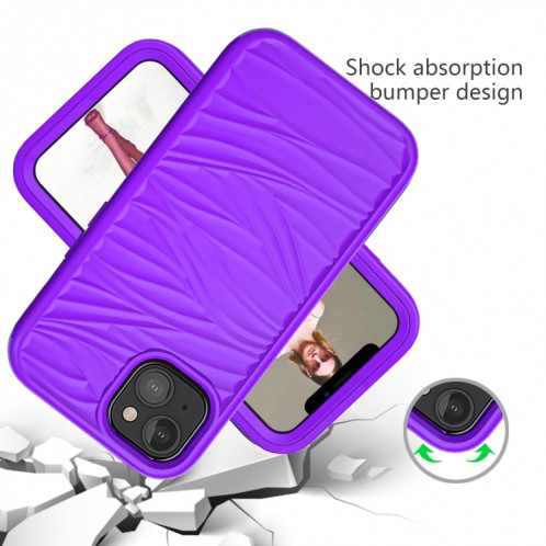 Modèle d'onde 3 en 1 cas de protection antichoc de silicone + PC pour iPhone 13 (violet) SH702H616-012