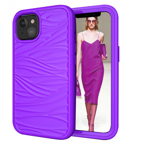 Modèle d'onde 3 en 1 cas de protection antichoc de silicone + PC pour iPhone 13 (violet) SH702H616-012