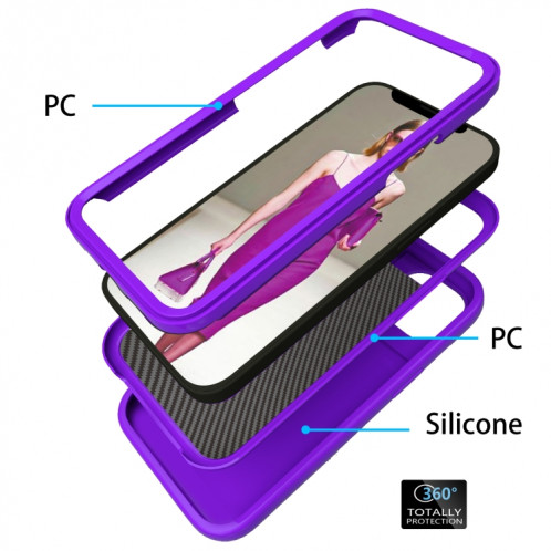 Modèle d'onde 3 en 1 cas de protection antichoc de silicone + PC pour iPhone 13 (violet) SH702H616-012