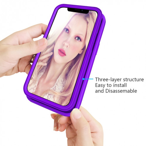 Modèle d'onde 3 en 1 cas de protection antichoc de silicone + PC pour iPhone 13 (violet) SH702H616-012