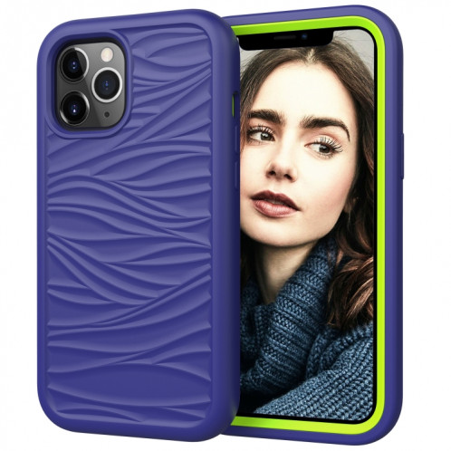 Motif de vague 3 en 1 Cas de protection Silicone + PC antichoc pour iPhone 13 Pro (Navy + Olivine) SH703A374-06
