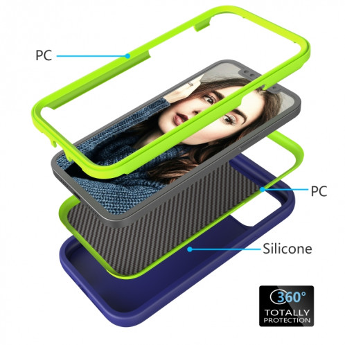 Motif de vague 3 en 1 Cas de protection Silicone + PC antichoc pour iPhone 13 Pro (Navy + Olivine) SH703A374-06
