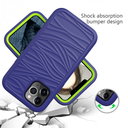 Motif de vague 3 en 1 Cas de protection Silicone + PC antichoc pour iPhone 13 Pro (Navy + Olivine) SH703A374-06
