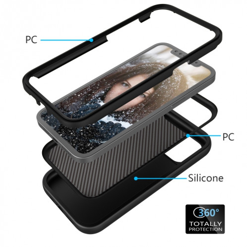 Motif d'onde 3 en 1 Cas de protection Silicone + PC antichoc pour iPhone 13 PRO (Noir) SH703B715-06