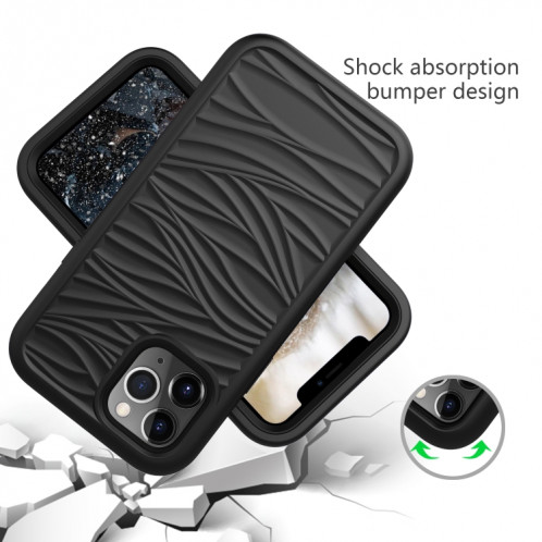 Motif d'onde 3 en 1 Cas de protection Silicone + PC antichoc pour iPhone 13 PRO (Noir) SH703B715-06