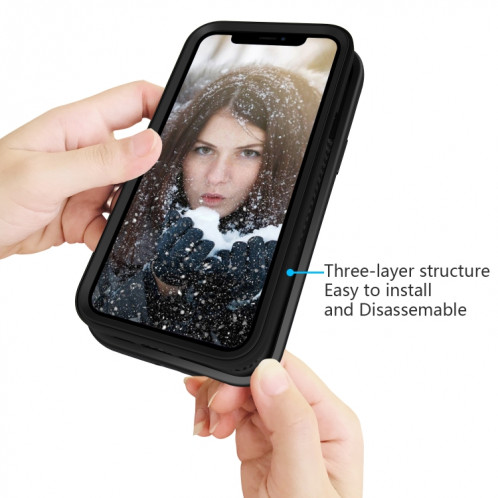 Motif d'onde 3 en 1 Cas de protection Silicone + PC antichoc pour iPhone 13 PRO (Noir) SH703B715-06