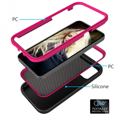 Motif d'onde 3 en 1 Cas de protection Silicone + PC antichoc pour iPhone 13 Pro (Noir + Pin chaud) SH703C1168-06