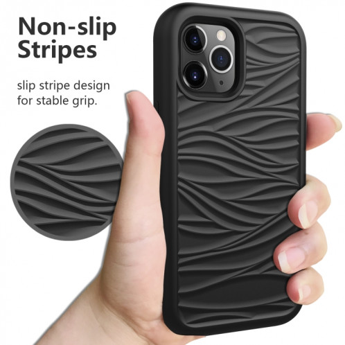 Motif d'onde 3 en 1 Cas de protection Silicone + PC antichoc pour iPhone 13 Pro (Noir + Pin chaud) SH703C1168-06