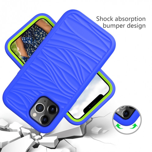 Motif de vague 3 en 1 cas de protection antichoc de silicone + PC pour iPhone 13 Pro (bleu + olivine) SH703D1634-06