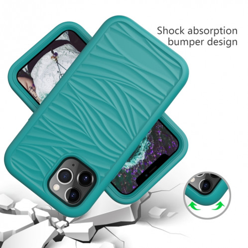 Motif d'onde 3 en 1 Cas de protection de Silicone + PC antichoc pour iPhone 13 Pro (vert sombre vert) SH703E434-06