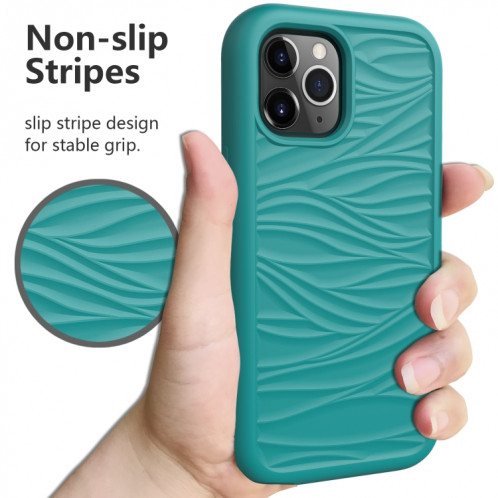 Motif d'onde 3 en 1 Cas de protection de Silicone + PC antichoc pour iPhone 13 Pro (vert sombre vert) SH703E434-06