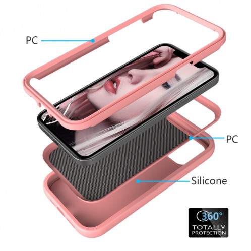 Motif de vague 3 en 1 Cas de protection Silicone + PC antichoc pour iPhone 13 Pro (Rose Gold) SH703F1560-06