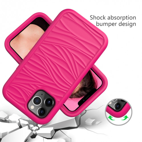 Motif d'onde 3 en 1 Cas de protection Silicone + PC antichoc pour iPhone 13 Pro (rose chaud) SH703G1744-06