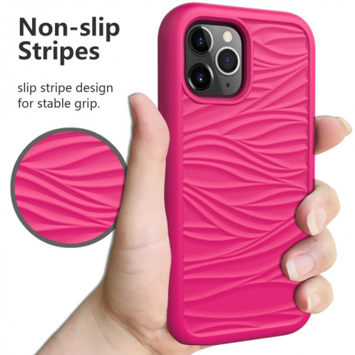 Motif d'onde 3 en 1 Cas de protection Silicone + PC antichoc pour iPhone 13 Pro (rose chaud) SH703G1744-06