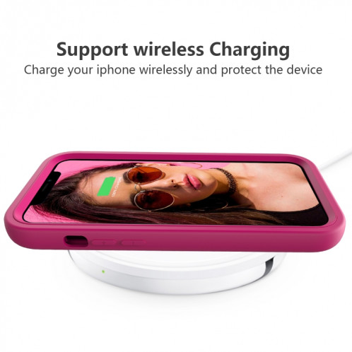 Motif d'onde 3 en 1 Cas de protection Silicone + PC antichoc pour iPhone 13 Pro (rose chaud) SH703G1744-06