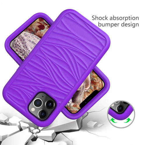 Motif de vague 3 en 1 Cas de protection Silicone + PC antichoc pour iPhone 13 Pro (violet) SH703H538-06