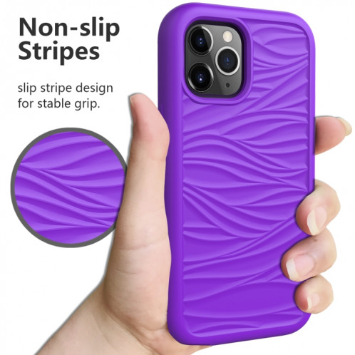 Motif de vague 3 en 1 Cas de protection Silicone + PC antichoc pour iPhone 13 Pro (violet) SH703H538-06