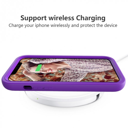Motif de vague 3 en 1 Cas de protection Silicone + PC antichoc pour iPhone 13 Pro (violet) SH703H538-06