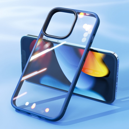 Cas de protection transparent transparent de Rock PC + TPU UDUN pour iPhone 13 Pro (Bleu) SR603B1897-07