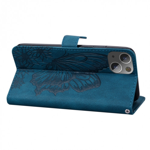 Étui en cuir horizontal horizontal à la peau se sent rétro avec support et portefeuille pour iPhone 13 (bleu) SH102B98-07