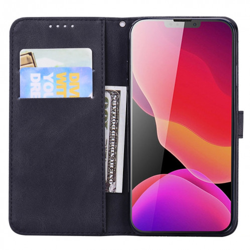 Peau rétro Saisir les papillons Embossage Horizontal Flip Cuir Too avec support et carte de portefeuille et portefeuille pour iPhone 13 (noir) SH102D158-07