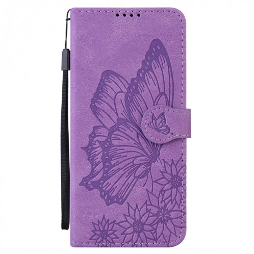 Coque rétro de la peau de la peau, des papillons, un étui en cuir horizontal horizontal avec le support et la carte Slots & Portefeuille pour iPhone 13 (violet) SH102F686-07