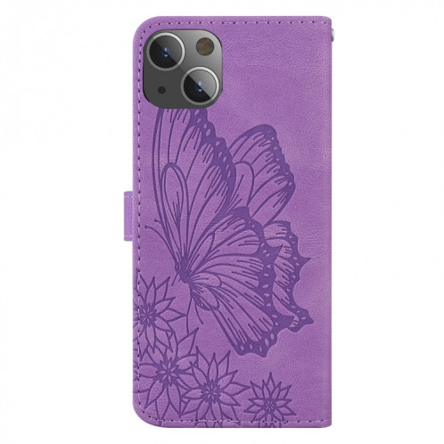 Coque rétro de la peau de la peau, des papillons, un étui en cuir horizontal horizontal avec le support et la carte Slots & Portefeuille pour iPhone 13 (violet) SH102F686-07