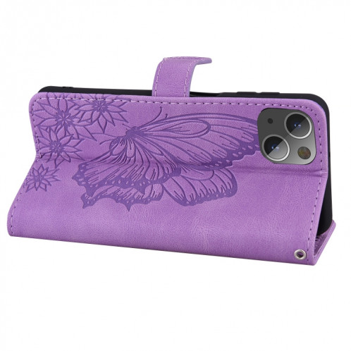 Coque rétro de la peau de la peau, des papillons, un étui en cuir horizontal horizontal avec le support et la carte Slots & Portefeuille pour iPhone 13 (violet) SH102F686-07