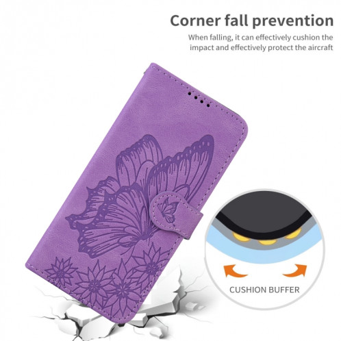 Coque rétro de la peau de la peau, des papillons, un étui en cuir horizontal horizontal avec le support et la carte Slots & Portefeuille pour iPhone 13 (violet) SH102F686-07