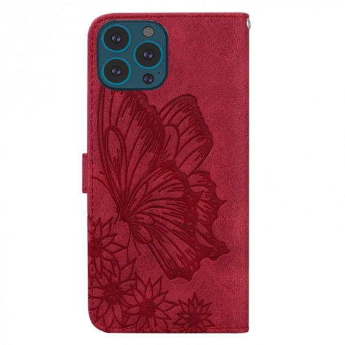 Étui en cuir horizontal horizontal à la peau se sentir rétro avec support et portefeuille pour iPhone 13 PRO (rouge) SH103A394-07