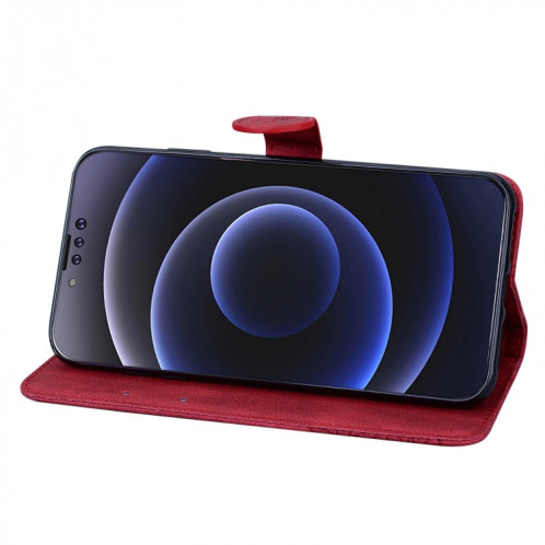 Étui en cuir horizontal horizontal à la peau se sentir rétro avec support et portefeuille pour iPhone 13 PRO (rouge) SH103A394-07
