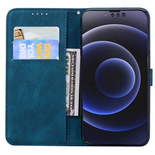 Écosse de la peau de la peau rétro Saisir les papillons Horizontal Flip Cuir Toot avec support & carte Slots & Portefeuille pour iPhone 13 Pro (Bleu) SH103B571-07