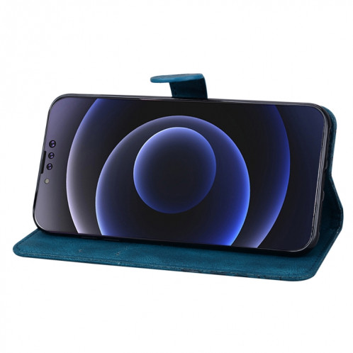 Écosse de la peau de la peau rétro Saisir les papillons Horizontal Flip Cuir Toot avec support & carte Slots & Portefeuille pour iPhone 13 Pro (Bleu) SH103B571-07