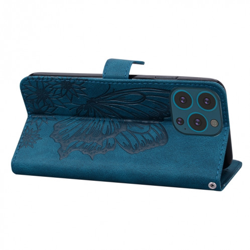 Écosse de la peau de la peau rétro Saisir les papillons Horizontal Flip Cuir Toot avec support & carte Slots & Portefeuille pour iPhone 13 Pro (Bleu) SH103B571-07
