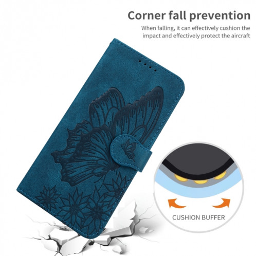 Écosse de la peau de la peau rétro Saisir les papillons Horizontal Flip Cuir Toot avec support & carte Slots & Portefeuille pour iPhone 13 Pro (Bleu) SH103B571-07