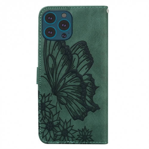 Tapis en cuir à rabat horizontal horizontal avec support et portefeuille et portefeuille pour iPhone 13 Pro (Vert) SH103C751-07