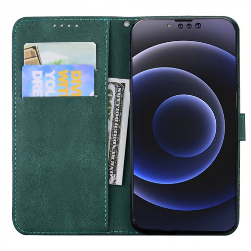 Tapis en cuir à rabat horizontal horizontal avec support et portefeuille et portefeuille pour iPhone 13 Pro (Vert) SH103C751-07