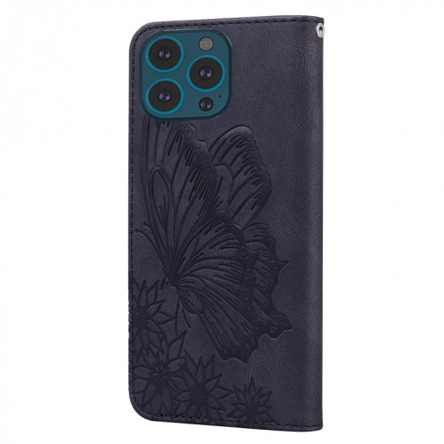 Étui de cuir horizontal en cuir de rabattage de la peau rétro avec support et portefeuille pour iPhone 13 Pro (Noir) SH103D245-07